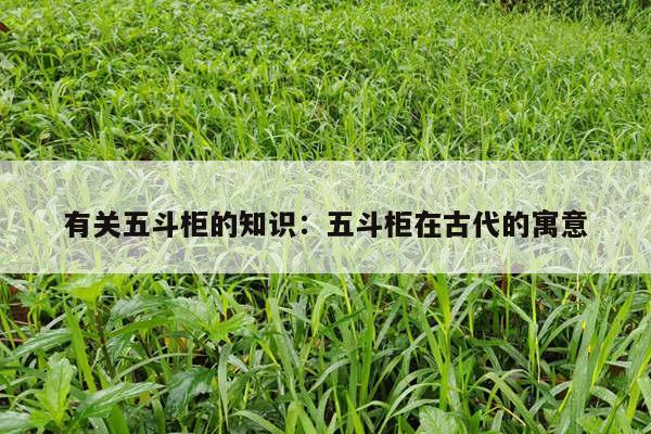 有关五斗柜的知识：五斗柜在古代的寓意