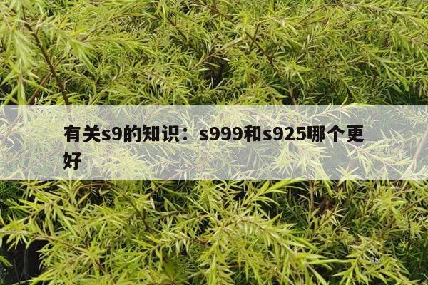 有关s9的知识：s999和s925哪个更好