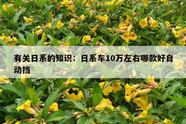 有关日系的知识：日系车10万左右哪款好自动挡